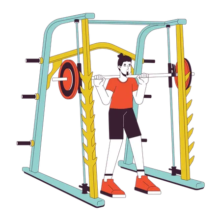 Man holding barbell in smith machine  Illustration