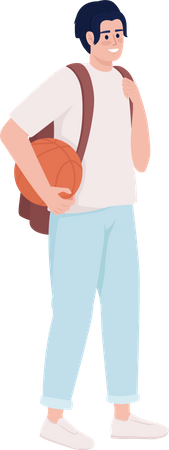 Man holding basketball Illustration
