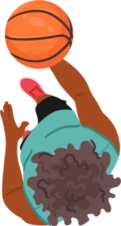 Top View Of Man Character Holding A Basketball Ball Ready To Shoot The Players Stance Exudes Confidence And Determination Highlighting His Passion For The Game Cartoon People Vector Illustration Illustration