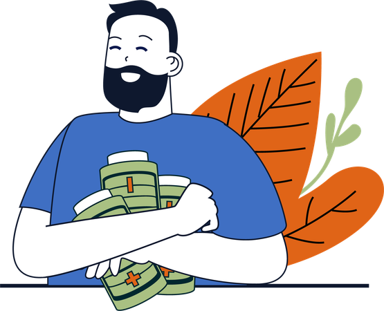 Man holding battery  Illustration