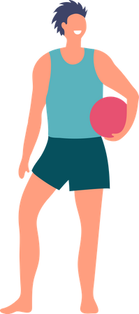 Man holding beach ball  Illustration