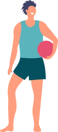 Man holding beach ball  Illustration