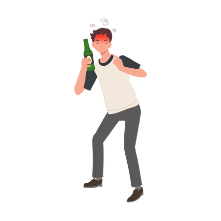 Man Holding Beer Bottle  Illustration