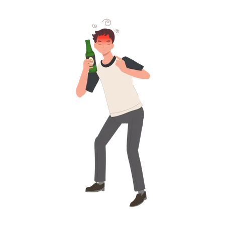 Man Holding Beer Bottle  Illustration