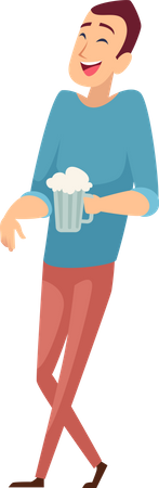 Man Holding Beer Glass Illustration