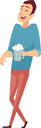 Man Holding Beer Glass  Illustration