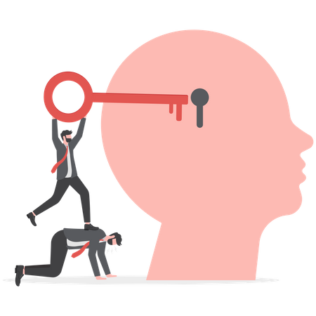 Man Holding Big Key Resolution In Hand Silhouette Of A Head With A Keyhole Unlocking Mind  Illustration