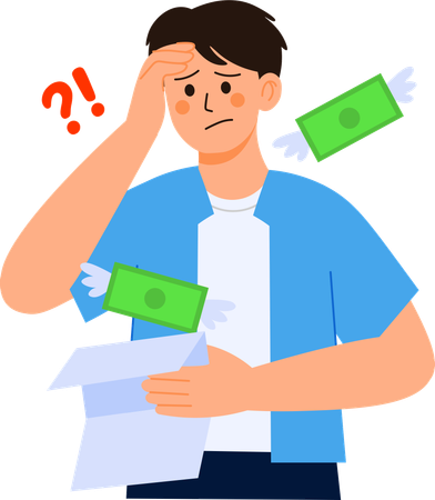 Man holding Bills with due dates  Illustration