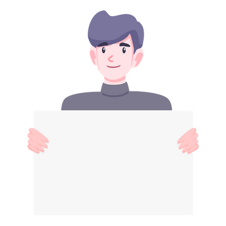 Man holding blank board Illustration