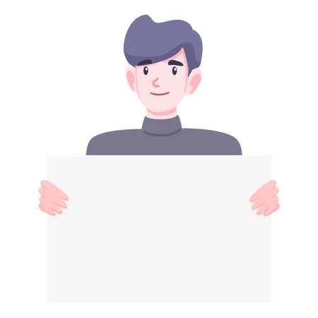 Man holding blank board Illustration