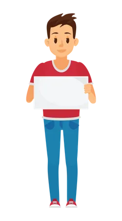 Man holding blank board  Illustration