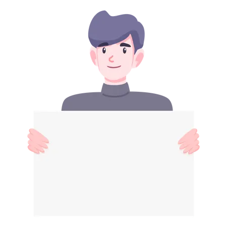 Man holding blank board  Illustration