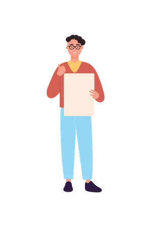 Man Holding Blank Card  Illustration