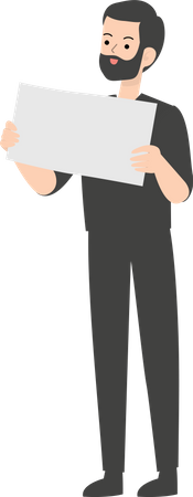 Man Holding Blank Placard Illustration