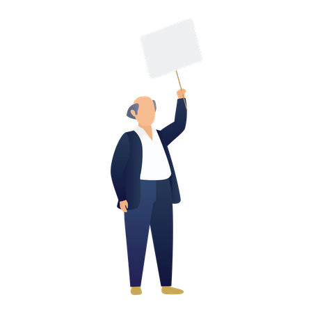 Man Holding Blank Placard  Illustration