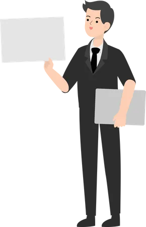 Man Holding Blank Placard  Illustration