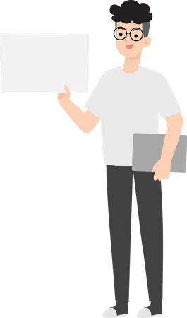 Man Holding Blank Placard  Illustration