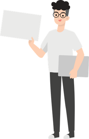 Man Holding Blank Placard  Illustration