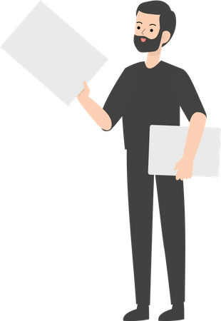 Man Holding Blank Placard  Illustration