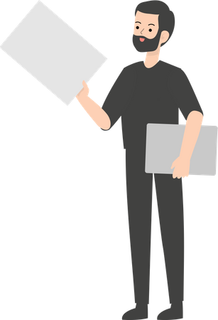 Man Holding Blank Placard  Illustration