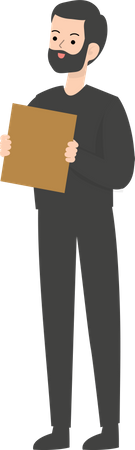 Man Holding Blank Placard  Illustration