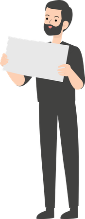 Man Holding Blank Placard  Illustration