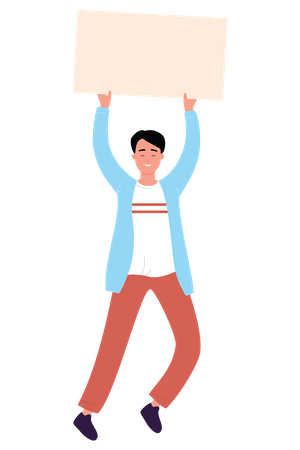 Man Holding Blank Placard  Illustration