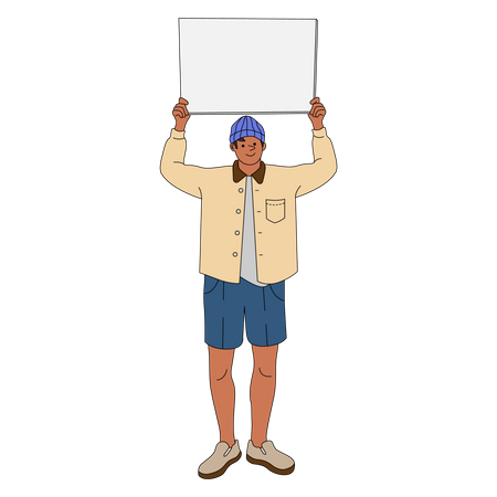 Man holding blank sign  Illustration