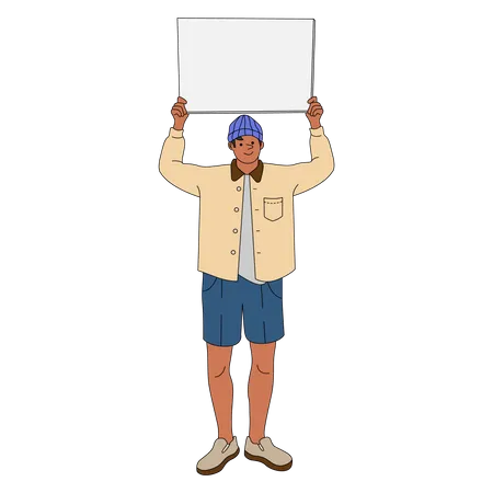 Man holding blank sign  Illustration