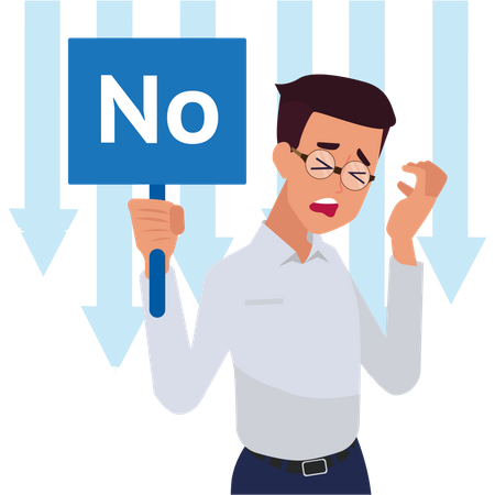 Man holding board and said no  Illustration