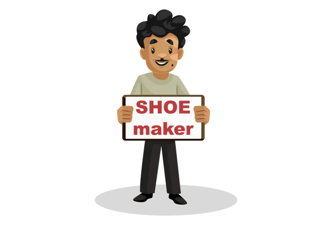 Man holding board of shoe maker  Illustration