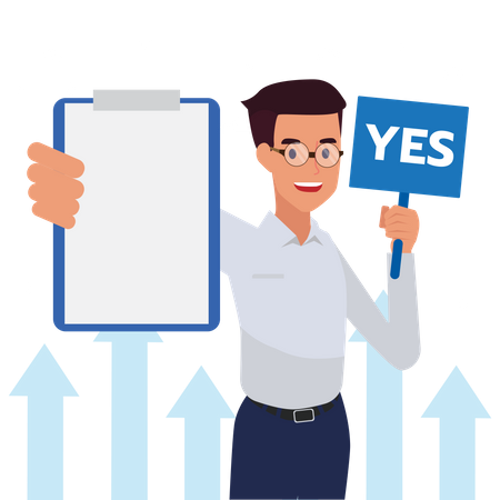 Man Holding board Said Yes  Illustration