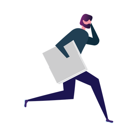 Man holding board while running  Illustration
