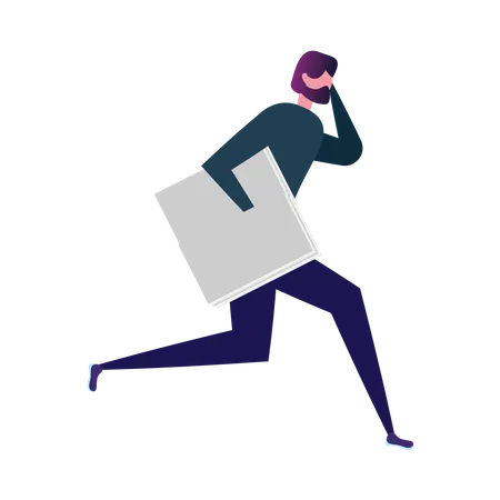 Man holding board while running  Illustration