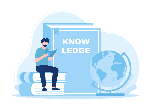 Man holding book and gain knowledge  Illustration