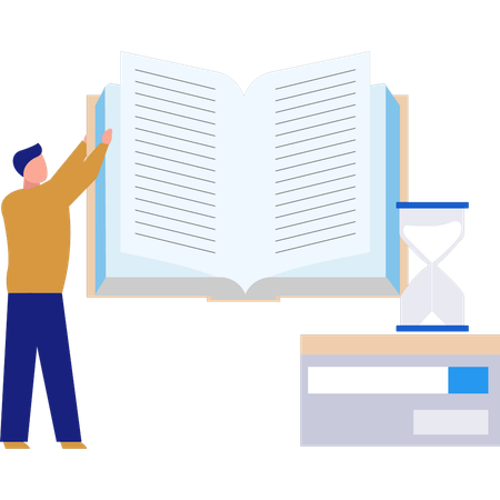 Man holding book for reading  Illustration