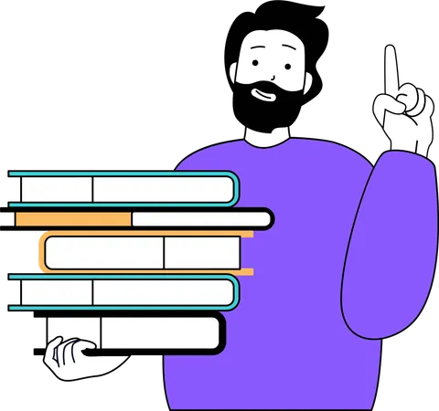 Man holding books  Illustration