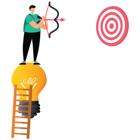 Man holding bow and Achieve target  Illustration