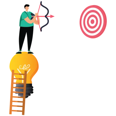 Man holding bow and Achieve target  Illustration