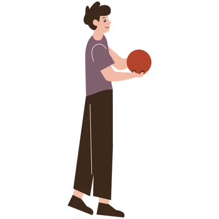 Man holding bowling ball  Illustration