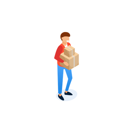 Man holding boxes Illustration