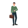 man holding briefcase illustration svg