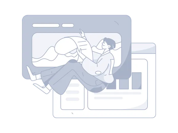 Man holding business report while looking business analysis report  Illustration