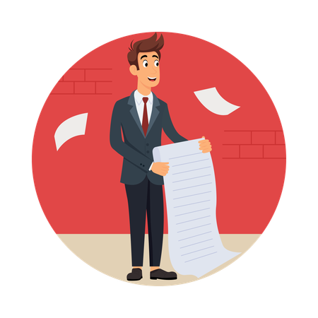 Man Holding Business Task List  Illustration