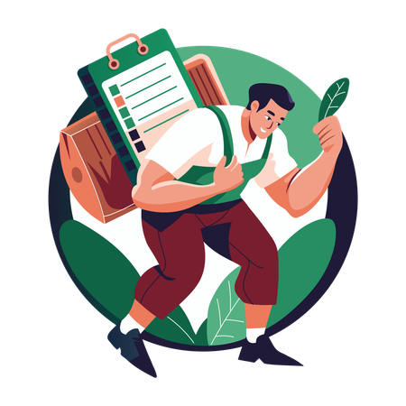 Man holding business task list  Illustration