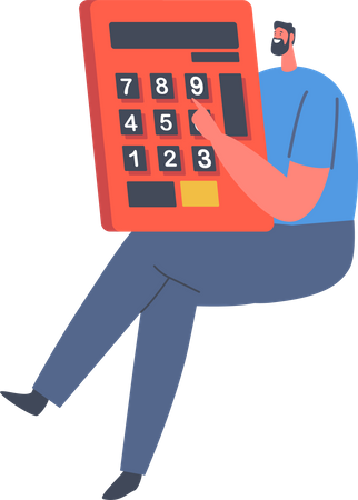 Man holding calculator  Illustration