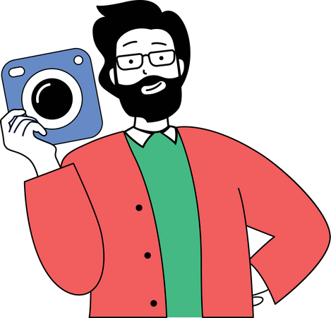 Man holding camera  Illustration