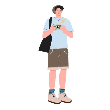 Man holding camera  Illustration