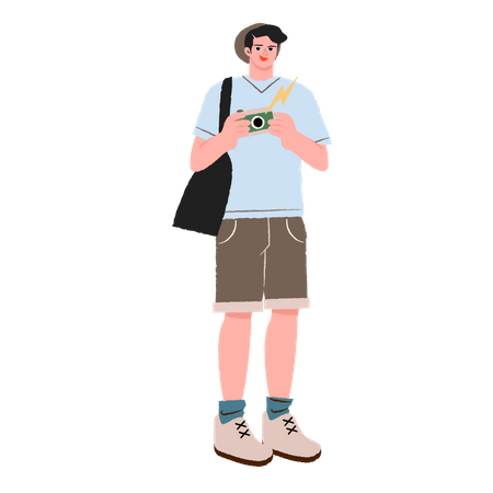 Man holding camera  일러스트레이션