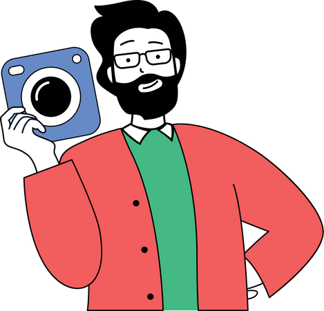 Man holding camera  일러스트레이션